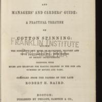 American Cotton Spinner and Managers&#039; and Carders&#039; Guide: A Practical Treatise on Cotton Spinning.